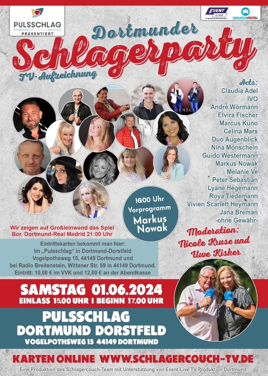 !!! TV-Aufzeichnung - DORTMUNDER SCHLAGERPARTY ab 16:00 UHR!!! -ÖFFENTLICH-